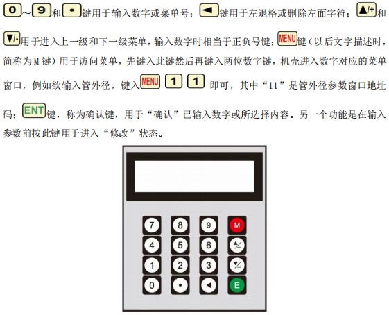 dn1000超聲波流量計(jì)按鍵面板說(shuō)明圖
